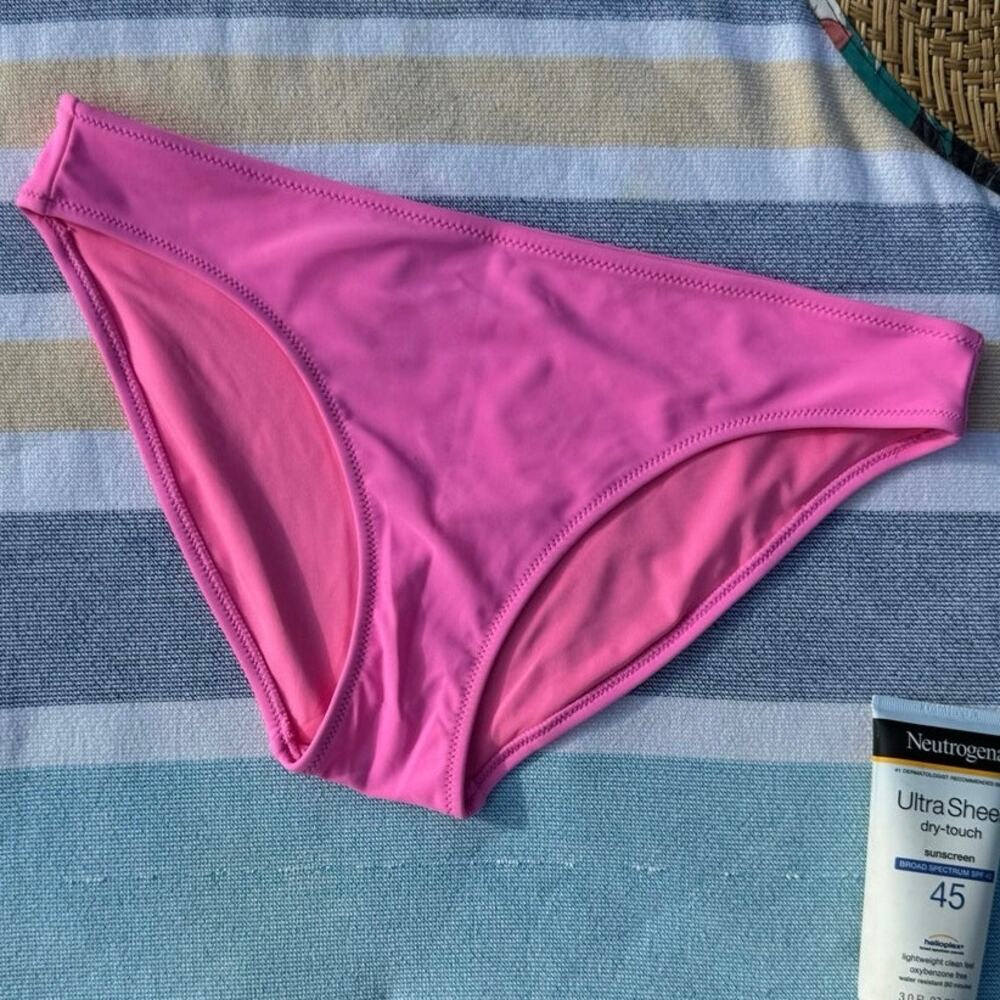 Aerie Pink Bikini Bottom Sz M NWT Swim Brief Mid-Rise Stretch Solid Swimwear